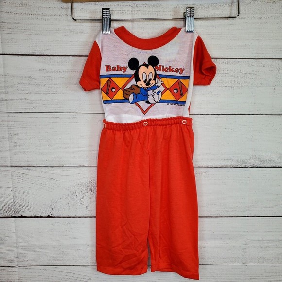 Walt Disney Other - Vintage Waly Disney Co. Mickey Mouse 1984 Snap Pajamas Toddler Size 9M US Made
